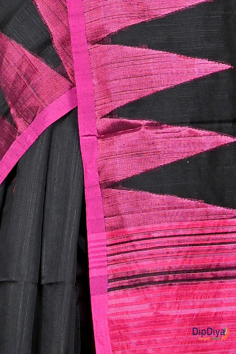 Black Cotton Blended Pariva Hand Loom Saree (350)